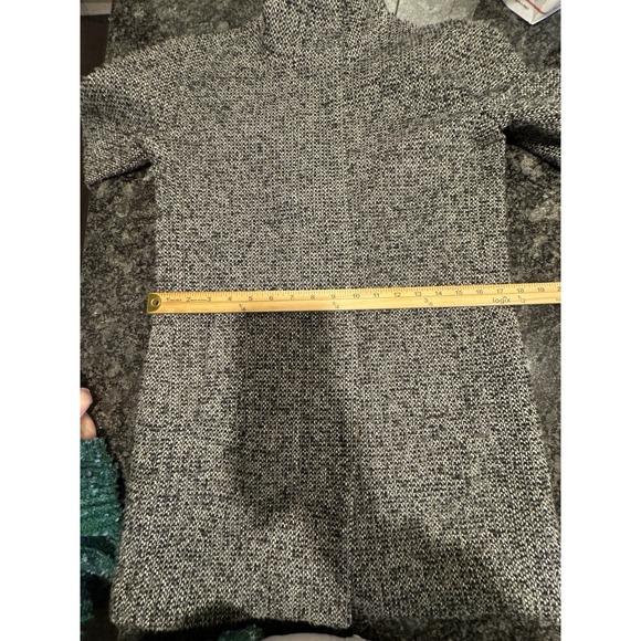 J Crew Tweed Coat Women Size 0 Black White Long Wool Blend Walker Pea - Picture 12 of 13